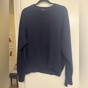 Quince Classic Navy Crew Neck Boyfriend Sweater